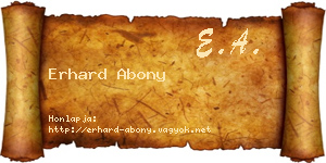 Erhard Abony névjegykártya